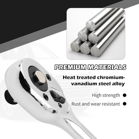 Salior 8 Inch Dual Direction 3/8 Ratchet,Multi-Purpose Socket Wrench Ratchet Wrench for Filter,Spark Plug,Lug Nut Socket,Universal Quick-Release Ratcheting Wrenches Car Accessories in Saudi Arabia
