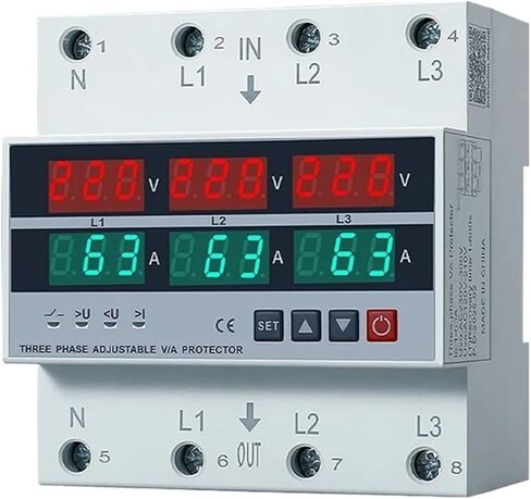 واقي المحرك 100A 63A 3 مراحل Din Rail محدد المرحلة قابل للتعديل فوق وتحت V مرحلات المراقبة الحالية واقي فقدان المرحلة (100A) in Kuwait