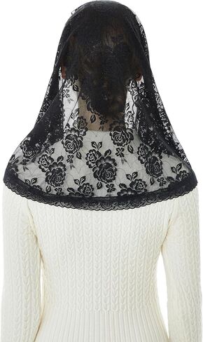 Wgior Catholic Church Veil Mantilla, D-Shaped Lace Chapel Veil for Women and Girls – Small Size Latin Mass Head Covering in Saudi Arabia