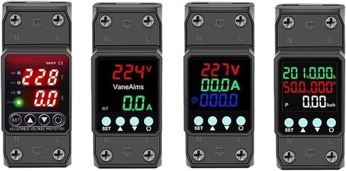 حامي المحرك Din Rail العرض الرقمي V 40A 63A 80A 220VAC أكثر من V تحت V جهاز التيار الزائد حامي فقدان الطور (إصدار VA kWh، AC220V 1-63A) in Saudi Arabia