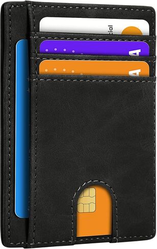 Slim Minimalist Front Pocket Leather Wallet RFID Blocking Small Thin Credit Card Holder for Men and Women Coffee in Saudi Arabia