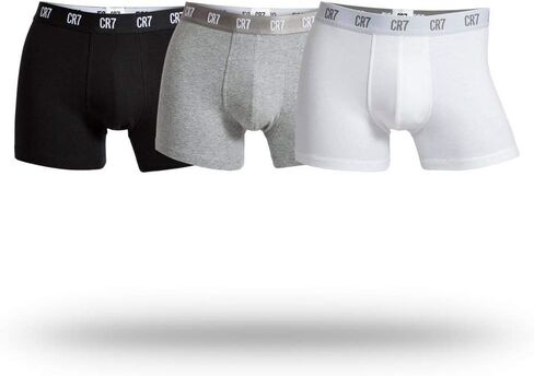 CR7 Underwear Cotton Blend Trunks (3 Pack) - Comfortable, Stylish Fitted Trunks with Smooth Elastic Waistbands (US, Alpha, Large, Regular, Regular, Black/Grey/White/Gold) in Saudi Arabia