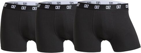 CR7 Underwear Cotton Blend Trunks (3 Pack) - Comfortable, Stylish Fitted Trunks with Smooth Elastic Waistbands (US, Alpha, Large, Regular, Regular, Black/Grey/White/Gold) in Saudi Arabia