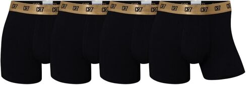 CR7 Underwear Cotton Blend Trunks (3 Pack) - Comfortable, Stylish Fitted Trunks with Smooth Elastic Waistbands (US, Alpha, Large, Regular, Regular, Black/Grey/White/Gold) in Saudi Arabia
