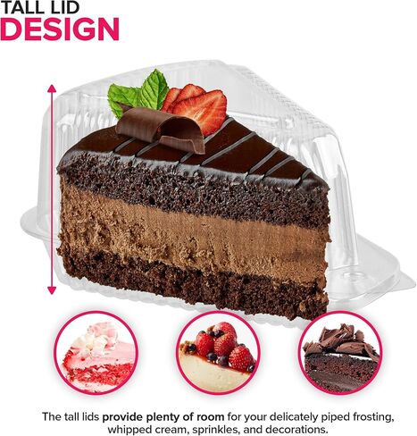 Stock Your Home Cake Slice Container 400 Pack 1 Compartment Clear Hinged Lid Tray for Single Slice Cake Pie Cheesecake Flan Desserts in Saudi Arabia