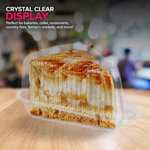 Stock Your Home Cake Slice Container 400 Pack 1 Compartment Clear Hinged Lid Tray for Single Slice Cake Pie Cheesecake Flan Desserts in Saudi Arabia