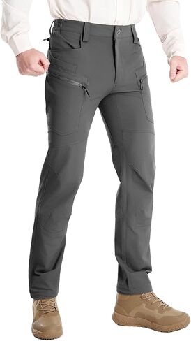 Men's Tactical Cargo Work Pants Water Resistant Stretch Lightweight Outdoor EDC Travel Hiking Pants with 8 Pockets in Saudi Arabia