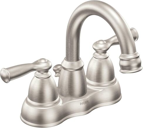 Moen Weylon 84790SRN Spot-Resist™ صنبور حمام ذو قوس عالي من النيكل المصقول بمقبضين - 4 بوصات مركزية، متوافق مع ADA، ومعتمد من WaterSense in Saudi Arabia