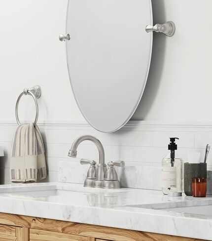 Moen Weylon 84790SRN Spot-Resist™ صنبور حمام ذو قوس عالي من النيكل المصقول بمقبضين - 4 بوصات مركزية، متوافق مع ADA، ومعتمد من WaterSense in Saudi Arabia