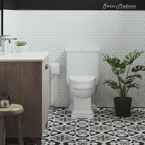 Swiss Madison Well Made Forever Swiss Madison SM-1T113 Voltaire One Piece Elongated Toilet Dual Flush 0.8/1.28 GPF, White in Saudi Arabia