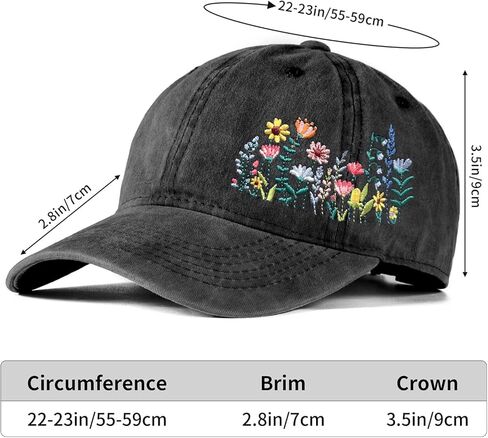Elegant Floral Embroidered Baseball Cap for Women Men, Adjustable Trendy Soft Breathable Dad Hat, Gifts for Flower Lover in Saudi Arabia