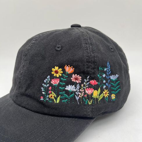 Elegant Floral Embroidered Baseball Cap for Women Men, Adjustable Trendy Soft Breathable Dad Hat, Gifts for Flower Lover in Saudi Arabia
