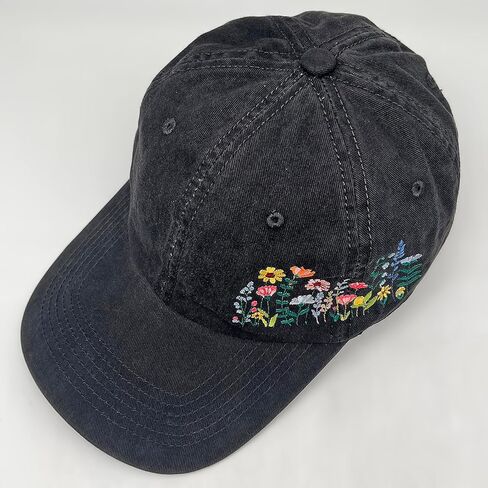 Elegant Floral Embroidered Baseball Cap for Women Men, Adjustable Trendy Soft Breathable Dad Hat, Gifts for Flower Lover in Saudi Arabia