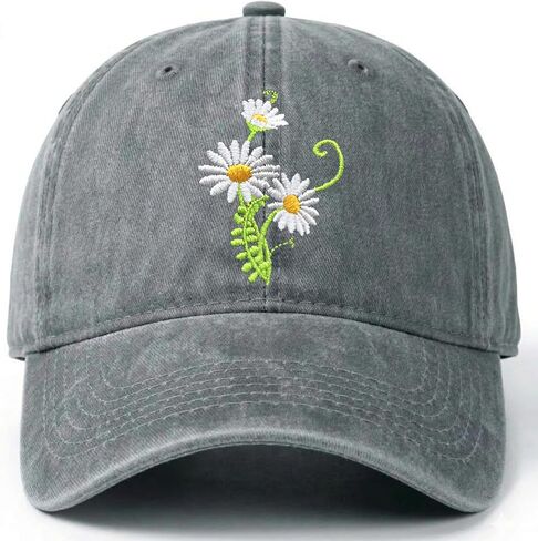 Elegant Floral Embroidered Baseball Cap for Women Men, Adjustable Trendy Soft Breathable Dad Hat, Gifts for Flower Lover in Saudi Arabia