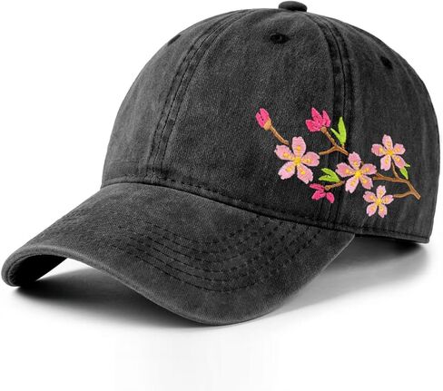 Elegant Floral Embroidered Baseball Cap for Women Men, Adjustable Trendy Soft Breathable Dad Hat, Gifts for Flower Lover in Saudi Arabia