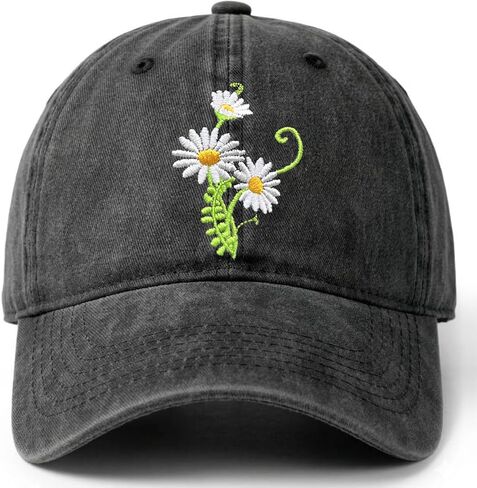Elegant Floral Embroidered Baseball Cap for Women Men, Adjustable Trendy Soft Breathable Dad Hat, Gifts for Flower Lover in Saudi Arabia