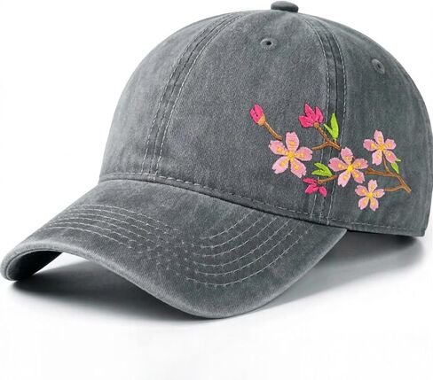 Elegant Floral Embroidered Baseball Cap for Women Men, Adjustable Trendy Soft Breathable Dad Hat, Gifts for Flower Lover in Saudi Arabia