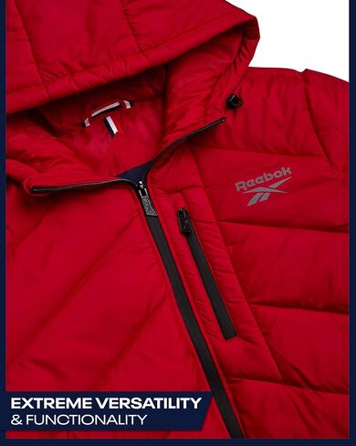 Reebok Mens Winter Jacket - Water Resistant Heavy Puffer Coat with Hood - Quilted Insulated Warm Winter Coat for Men in Saudi Arabia
