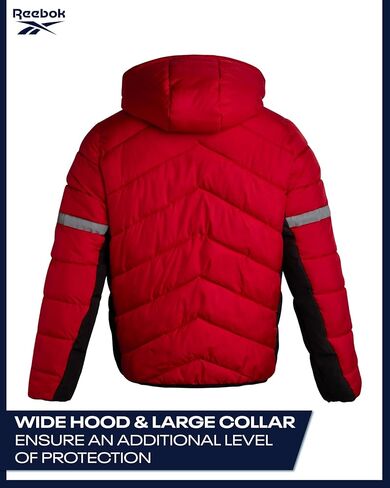 Reebok Mens Winter Jacket - Water Resistant Heavy Puffer Coat with Hood - Quilted Insulated Warm Winter Coat for Men in Saudi Arabia