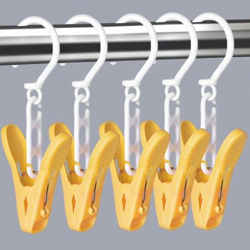 5Pcs Rotatable Windproof Drying Clip Hooks Household Towels Socks Laundry Clip Home Laundry Accessory,White in Saudi Arabia