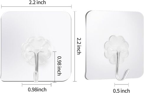 20 Pack Clear Adhesive Hooks for Hanging, Stick On Wall Mount Hooks Stainless Steel Metal Hook for Bathroom, Shower, Kitchen, Door,Drill Free No Damage Utility Hooks in Saudi Arabia
