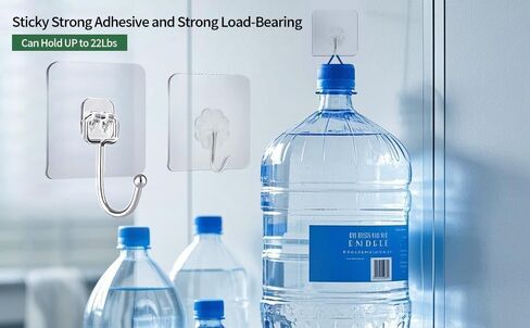 20 Pack Clear Adhesive Hooks for Hanging, Stick On Wall Mount Hooks Stainless Steel Metal Hook for Bathroom, Shower, Kitchen, Door,Drill Free No Damage Utility Hooks in Saudi Arabia