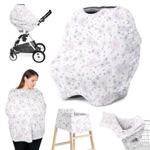Sweet Jojo Designs Purple Watercolor Floral Girl Infant Baby Car Seat Cover Nursing Breastfeeding Shopping Cart Stroller Canopy Lavender Pink and Grey Boho Bohemian Shabby Chic Rose Flower Farmhouse in Saudi Arabia