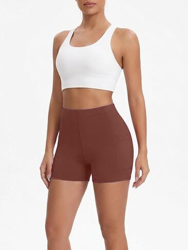 Women Yoga Shorts High Waist Workout Shorts 2026 with Pocket Athletic Biker Shorts Stretch Fitness Running Gym Shorts in Saudi Arabia