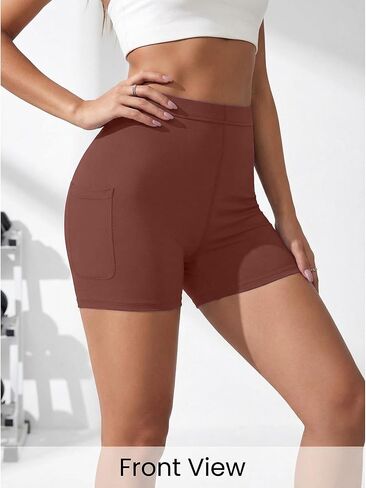 Women Yoga Shorts High Waist Workout Shorts 2026 with Pocket Athletic Biker Shorts Stretch Fitness Running Gym Shorts in Saudi Arabia
