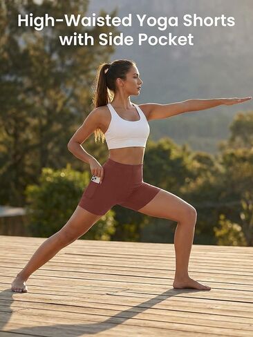 Women Yoga Shorts High Waist Workout Shorts 2026 with Pocket Athletic Biker Shorts Stretch Fitness Running Gym Shorts in Saudi Arabia