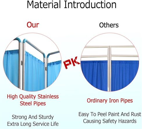 6FT Folding Hospital Privacy Screen,360° Universal Wheel with Brake Portable Room Divider Thickened Stainless Steel Material,for Clinics Wards(4Panel) in Saudi Arabia