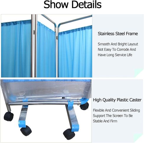 6FT Folding Hospital Privacy Screen,360° Universal Wheel with Brake Portable Room Divider Thickened Stainless Steel Material,for Clinics Wards(4Panel) in Saudi Arabia