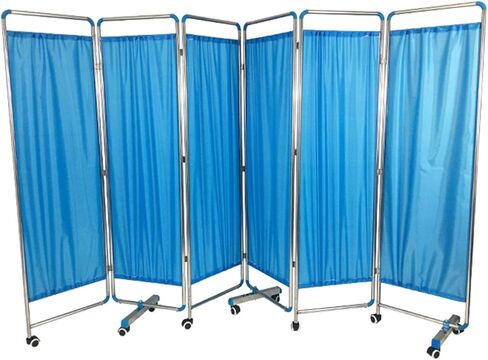 6FT Folding Hospital Privacy Screen,360° Universal Wheel with Brake Portable Room Divider Thickened Stainless Steel Material,for Clinics Wards(4Panel) in Saudi Arabia