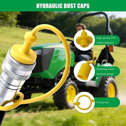 8 قطع هيدروليكية سريعة التوصيل غطاء الغبار والمكونات مثالية لـ 1/4 بوصة John Deere D160 H120 H160 H165 X950R 220R 200X 200CX 260 300 300X، استبدل M132021، M132022، M132024، M70728، M132031 in Kuwait