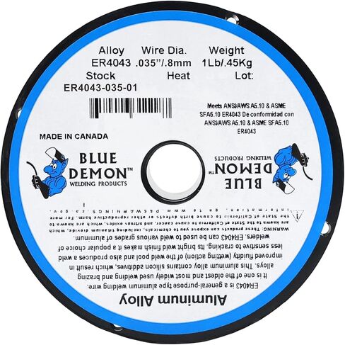 Blue Demon ER4043 X .035 X 1LB X 10 حزمة MIG/GMAW أسلاك لحام ألومنيوم للأغراض العامة، جميع المواضع مع إضافات السيليكون، تم تركيبها لتوفير لحامات عالية الجودة خالية من المسامية والأشعة السينية in Kuwait