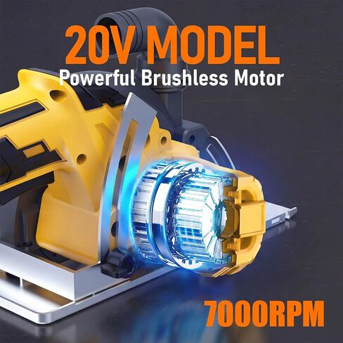 منشار دائري لاسلكي، متوافق مع بطارية DeWalt 20V Max (بدون بطارية) محرك بدون فرشاة 7000 دورة في الدقيقة، شفرة سبيكة 6 بوصة، 2.2 بوصة (90 درجة)، 1.5 بوصة (45 درجة) أقصى عمق قطع خفيف الوزن 4.3 رطل لقطع الخشب PVC in Kuwait