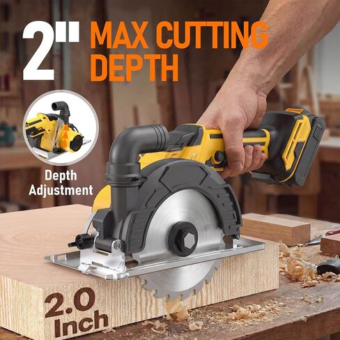 منشار دائري لاسلكي، متوافق مع بطارية DeWalt 20V Max (بدون بطارية) محرك بدون فرشاة 7000 دورة في الدقيقة، شفرة سبيكة 6 بوصة، 2.2 بوصة (90 درجة)، 1.5 بوصة (45 درجة) أقصى عمق قطع خفيف الوزن 4.3 رطل لقطع الخشب PVC in Kuwait