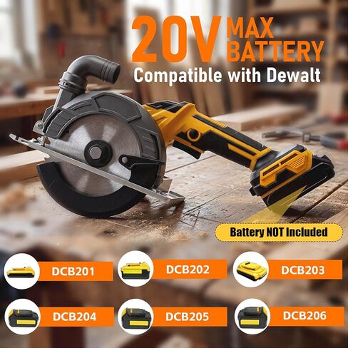 منشار دائري لاسلكي، متوافق مع بطارية DeWalt 20V Max (بدون بطارية) محرك بدون فرشاة 7000 دورة في الدقيقة، شفرة سبيكة 6 بوصة، 2.2 بوصة (90 درجة)، 1.5 بوصة (45 درجة) أقصى عمق قطع خفيف الوزن 4.3 رطل لقطع الخشب PVC in Kuwait