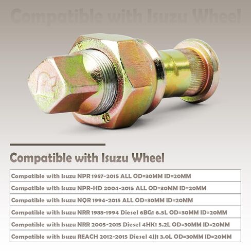 صواميل العجلات الخلفية اليمنى ومجموعة مسامير متوافقة مع Isuzu NPR NQR NRR Reach لـ 1987-2015، استبدل 8-97147-612-2 8971476122 8-97359-810-0 8-97359-806-0 8973598100 8973598060 أدوات إصلاح in Kuwait
