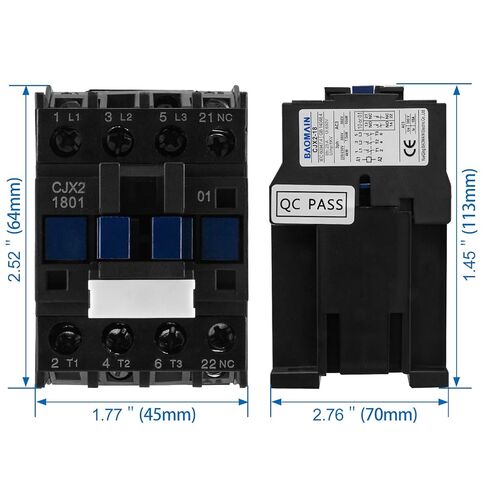 Baomain 3-Pole DC Contactor CJX2-1801 24VDC Coil, 3NO+1NC Auxiliary, 660V 3-Phase, DIN Rail Mount in Saudi Arabia