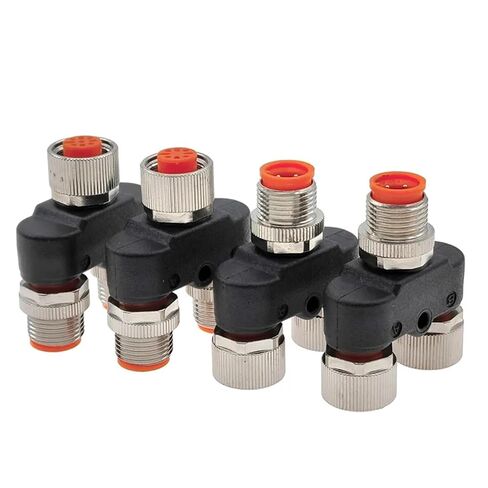 M12 Sensor Connector Three-Way Pipe Conversion Male Female 4 5pin Y Shaped Connectors 1Pcs(441B) in Saudi Arabia