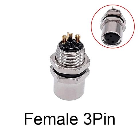 M8 Sensor Connector Panel Back Mount Flange Socket Threaded Coupling Male&Female 3 4Pin A Type 1Pcs(Female 3pin) in Saudi Arabia