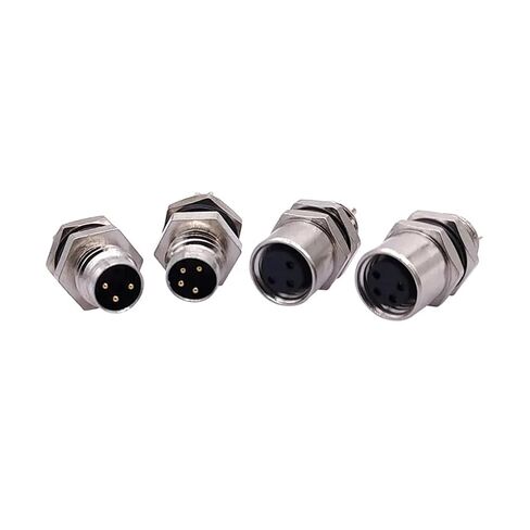 M8 Sensor Connector Panel Back Mount Flange Socket Threaded Coupling Male&Female 3 4Pin A Type 1Pcs(Female 3pin) in Saudi Arabia