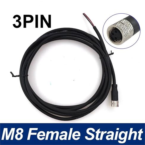 2 Meters M8 Sensor Connector Male&Female 3Pin 4Pin 2m PVC Line A Code 1Pcs(3P Female Straight) in Saudi Arabia