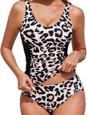 Tankini Swimsuits for Women Swimwear with Shirring Details High Waist Tummy Control Bottoms Push Up Underwire Top in Saudi Arabia