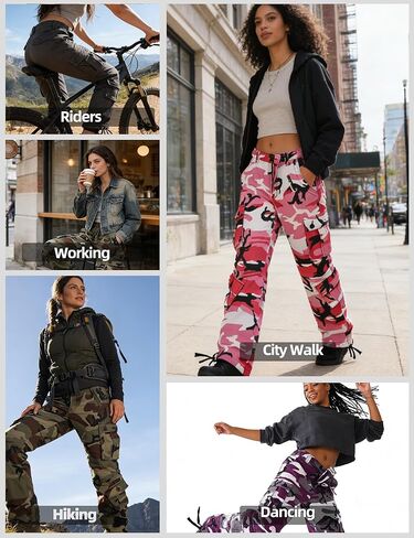 Camo Cargo Pants for Women Casual Work Combat Ripstop Hiking Pants with 9 Pockets in Saudi Arabia