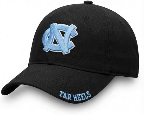 Officially Licensed UNC Black Baseball Hat Classic Tar Heels Primary Team Logo Adjustable Embroidered University North Carolina Sports Cap in Saudi Arabia
