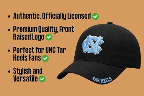 Officially Licensed UNC Black Baseball Hat Classic Tar Heels Primary Team Logo Adjustable Embroidered University North Carolina Sports Cap in Saudi Arabia