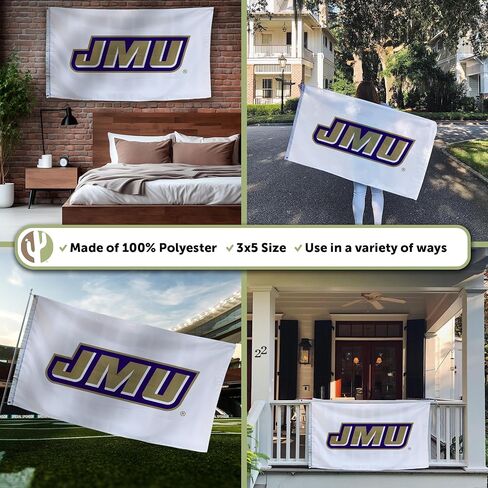 علم جامعة صبار الصحراء جيمس ماديسون - لافتة Dukes JMU مقاس 3 × 5 أقدام، عرض قماشي متين للاستخدام الداخلي والخارجي (النمط F) in Saudi Arabia