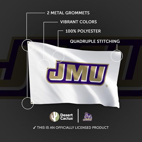 علم جامعة صبار الصحراء جيمس ماديسون - لافتة Dukes JMU مقاس 3 × 5 أقدام، عرض قماشي متين للاستخدام الداخلي والخارجي (النمط F) in Saudi Arabia